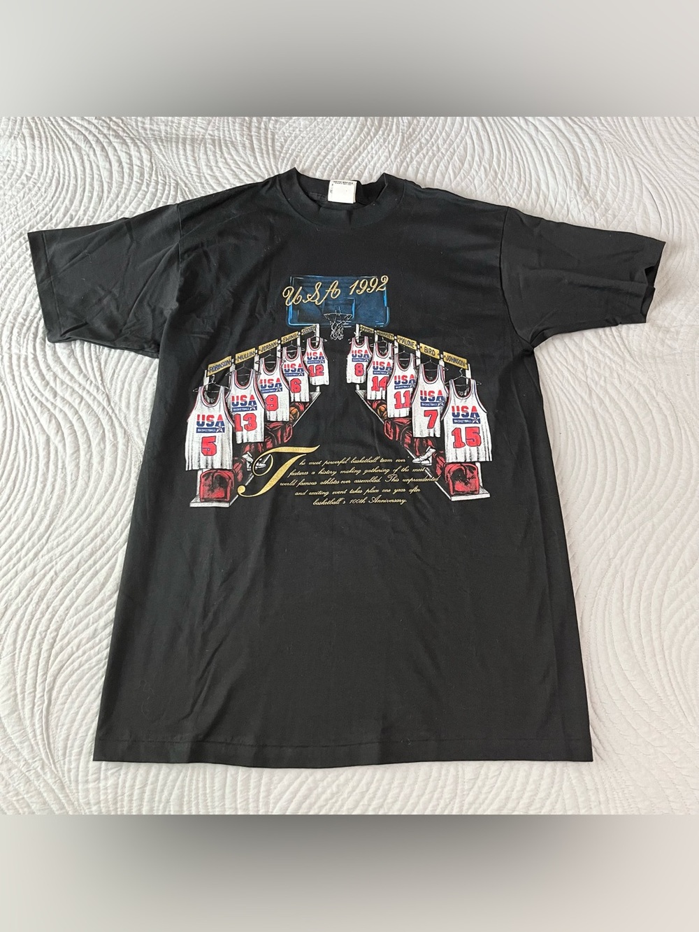 VTG 1992 USA Basketball Olympic Dream Team T-Shirt Men Sz XL Black Nutmeg Mills